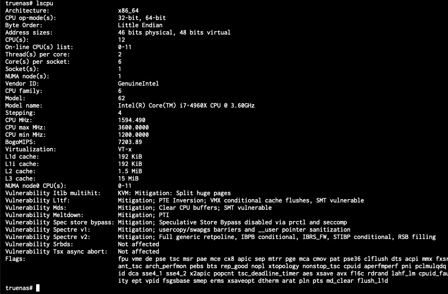 lscpu output